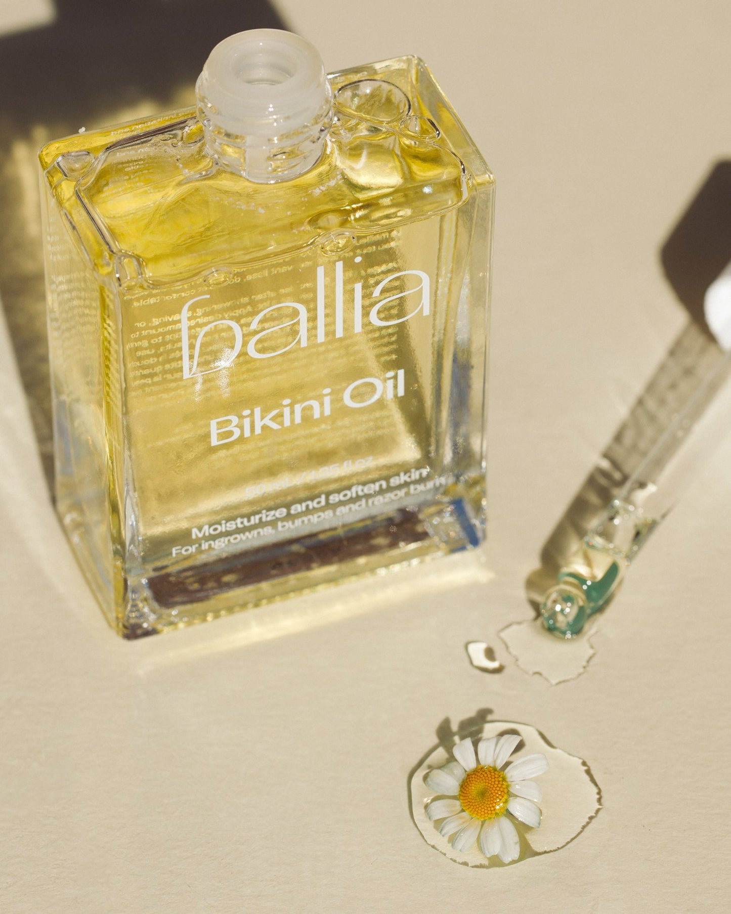 Bikini line aftershave treatment bottle to reduce and prevent ingrown hairs, red bumps, hyperpigmentation and razor burn.